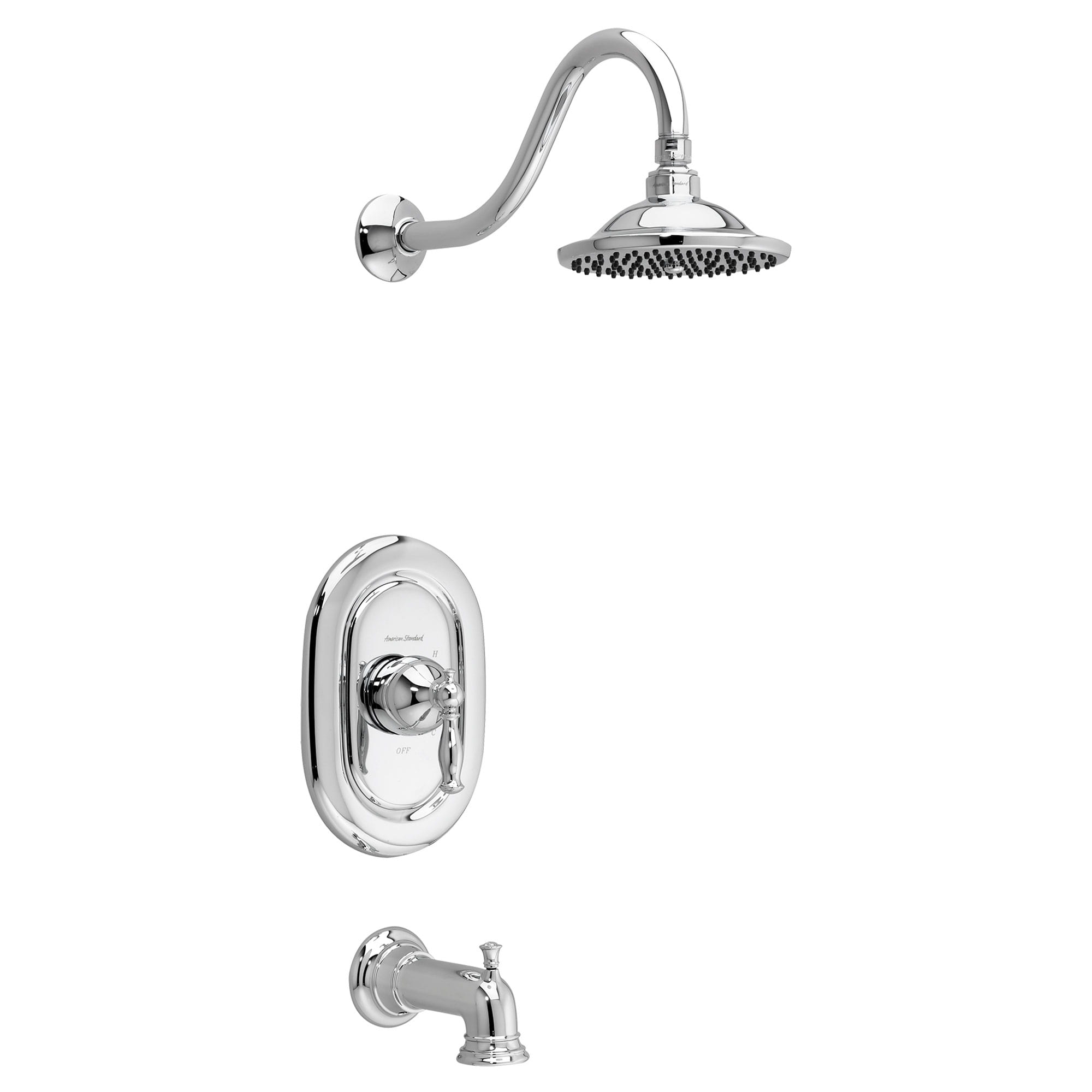 Quentin 25 GPM Tub and Shower Trim Kit with Rain Showerhead and Lever Handle CHROME